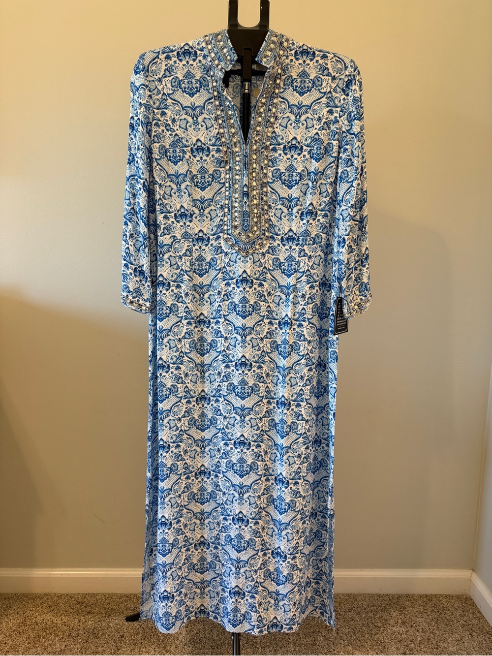 NWT NicoBlu Shalimar Blue White Embellished Maxi Dress Size 12